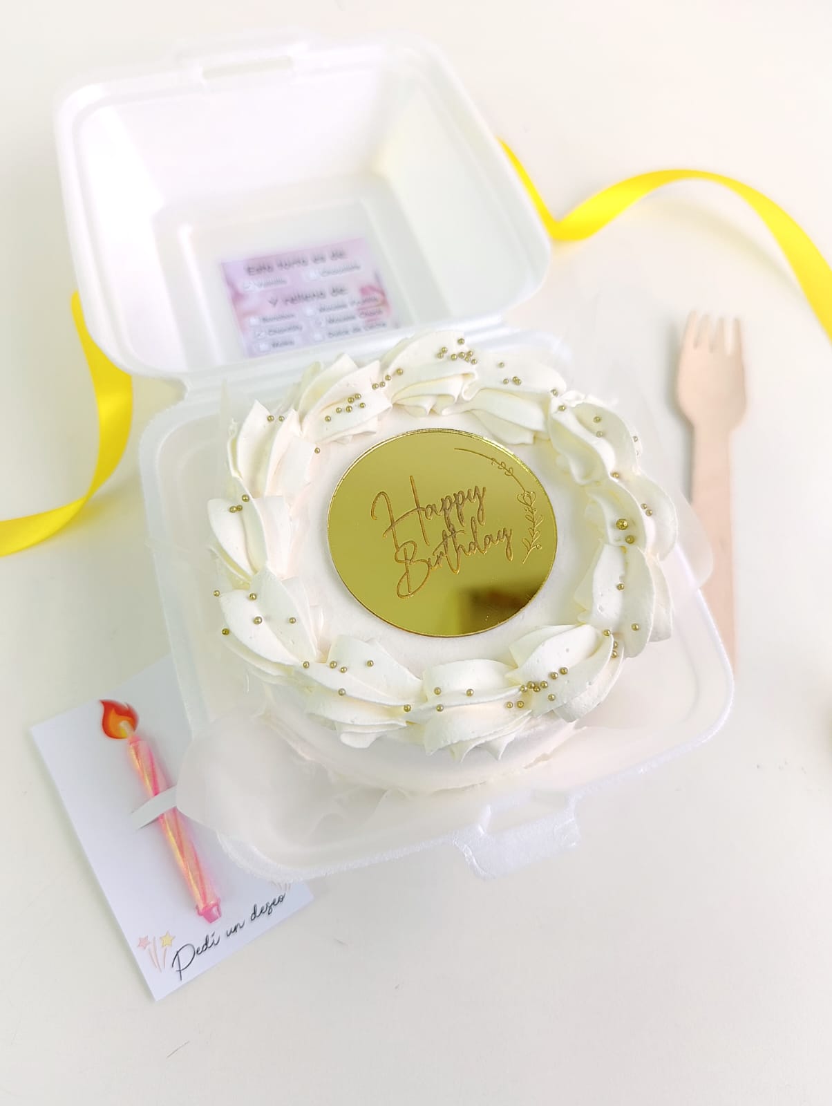Bento Cake Happy Birthday – Con Topper Dorado